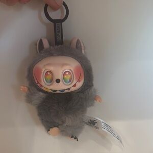 LABUBU Gray Plush Keychain